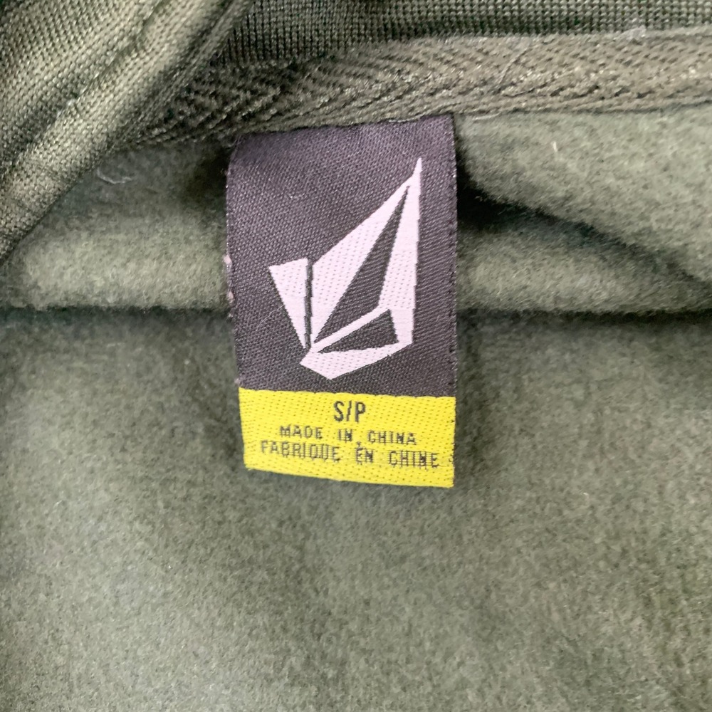 Volcom Vodder Long Hydro Pullover Green Half Zip Hoodie Zebra Print‎ Hood Small - Picture 4 of 11